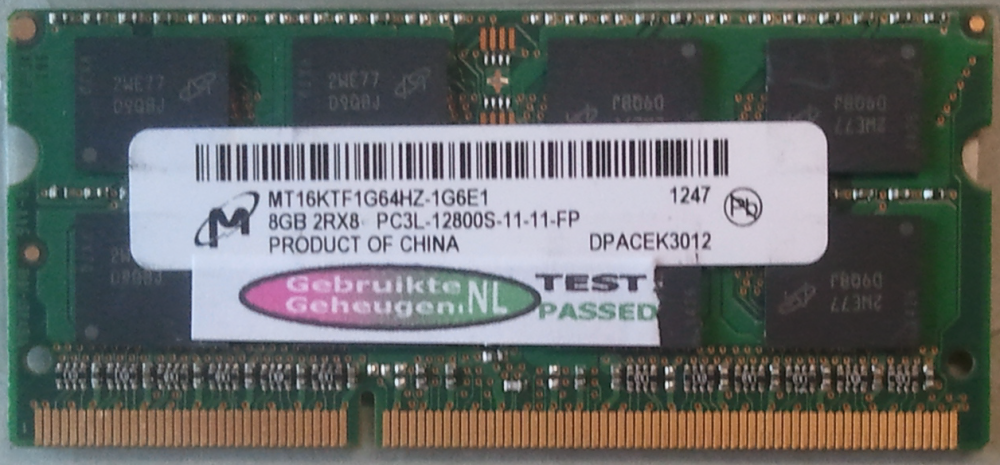 8GB 2Rx8 PC3L-12800S-11-11-FP
