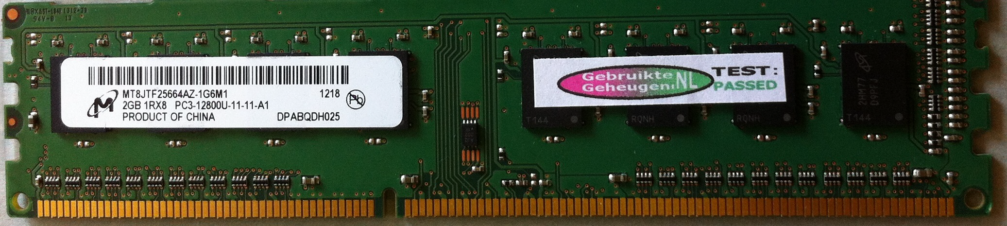 2GB 1Rx8 PC3-12800U-11-11-A1