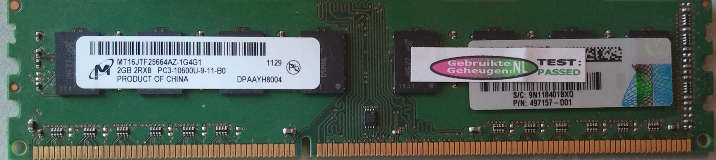 2GB 2Rx8 PC3-10600U-9-11-B0