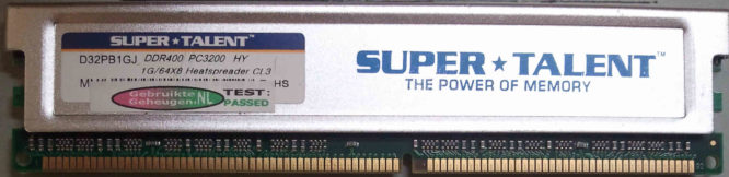 Super Talent 1GB DDR PC3200U 400MHz