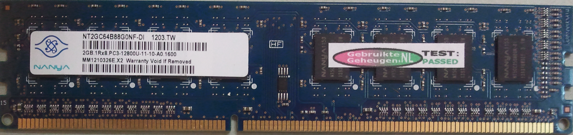 2GB 1Rx8 PC3-12800U-11-10-A0