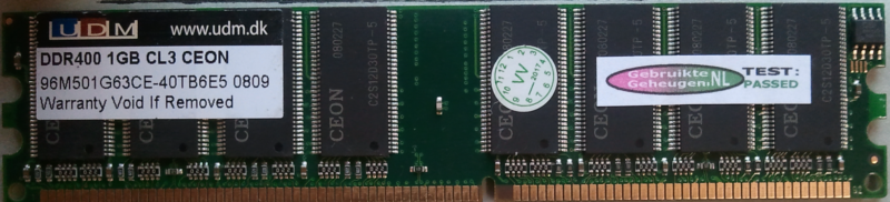 UDM 1GB DDR PC3200U 400MHz