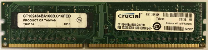 Crucial 8GB PC3-12800U 1600MHz