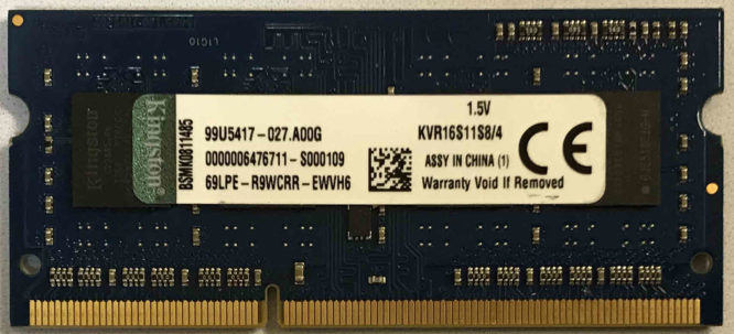 Kingston 4GB PC3-12800S 1600MHz