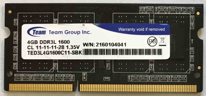 Team Group 4GB PC3L-12800S 1600MHz