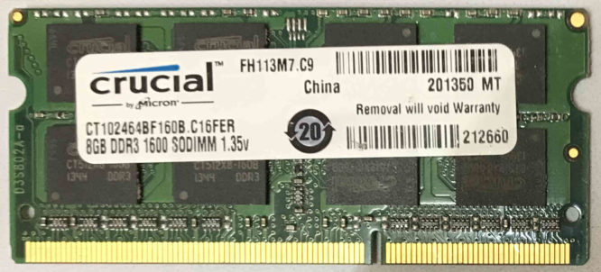 Crucial 8GB PC3L-12800S 1600MHz