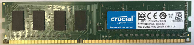 Crucial 4GB PC3L-12800U 1600MHz