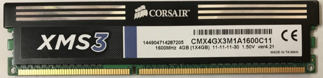 Corsair 4GB PC3-12800U 1600MHz XMS3
