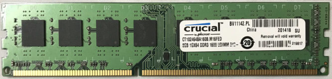 Crucial 8GB PC3-12800U 1600MHz